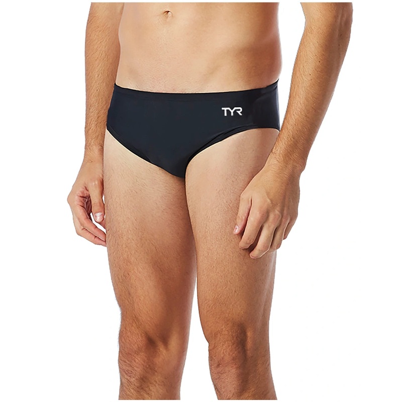 Mens Durafast Elite Solid Brief Swimsuit-Black 30