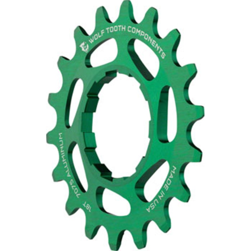 Wolf Tooth Single Speed Aluminum Cog: 18T, Compatible with 3/32″ Chains, Green