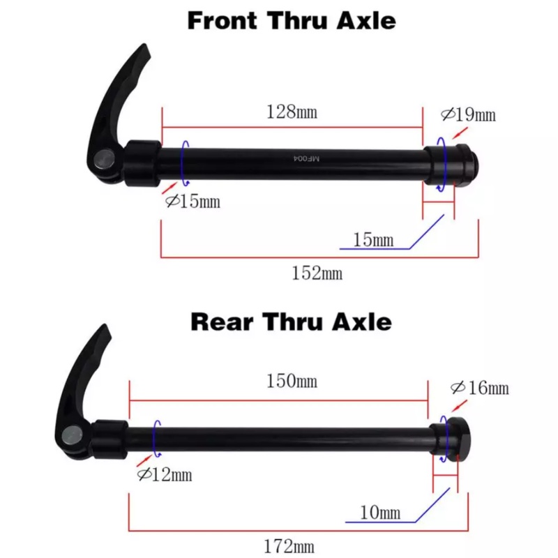 100 X 15mm OR 142 X 12mm Thru Axle MTB Quick Release QR Skewer Front 15mm X 100mm