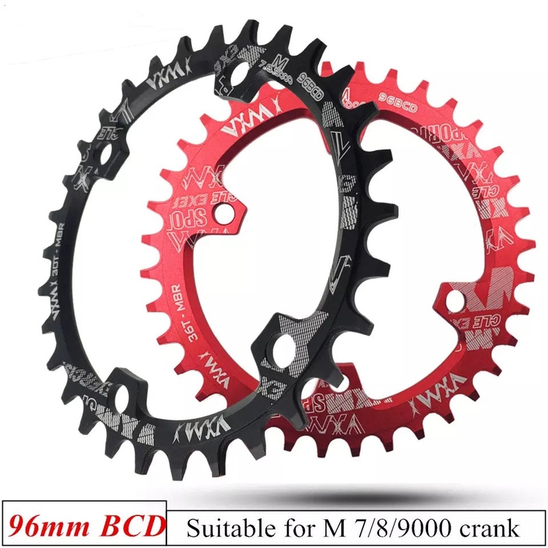 Round 96bcd Narrow Wide Chain Ring For Shimano M7000 M8000 Asymmetric Crank 30T / Black