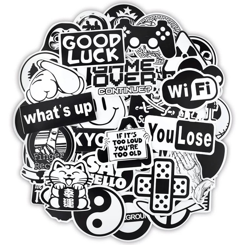 100 pieces Transparent Graffiti DIY Black and White Random Sticker Bomb Decals