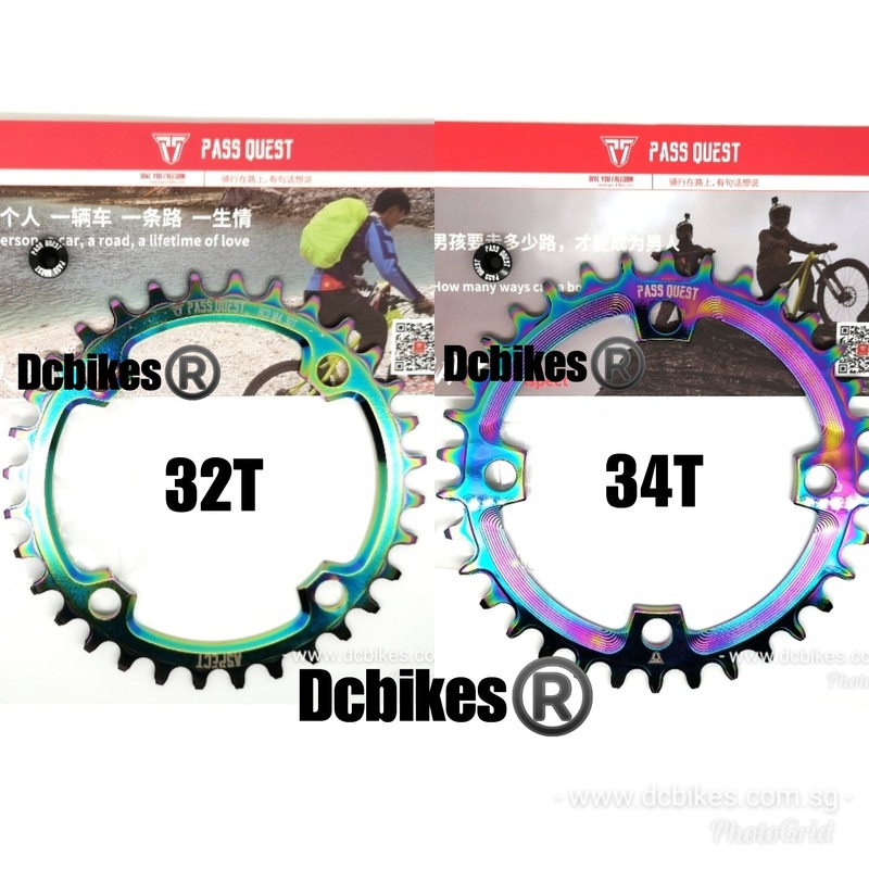 32T | 34T Oil Slick 104BCD Titanium Plated MTB Narrow Wide Chain Ring 32T