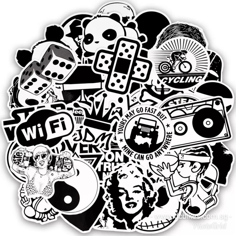 50 pieces DIY Black and White Laptop Sticker Bomb Skate Escooter Decal