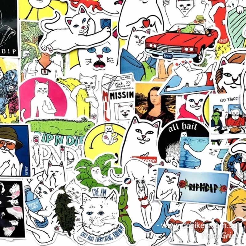 50 Pieces Rip And Dip Funny Cat Middle Finger DIY Colour Random Sticker Bomb Decals
