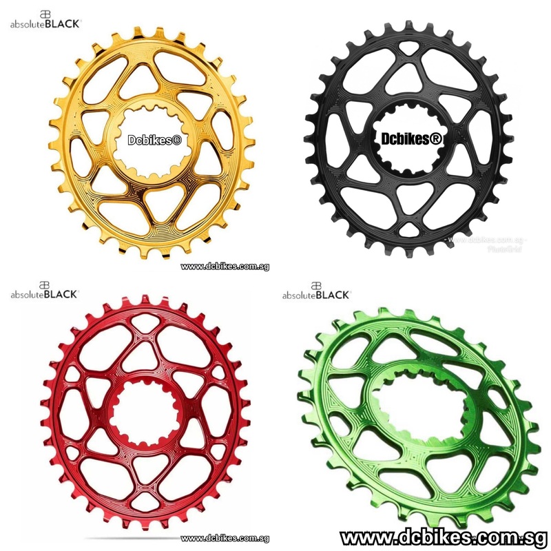 AbsoluteBLACK 30T/32T/34T Oval Chain Ring For SRAM DUB GXP 6mm Offset Gold 34T | 6mm Offset