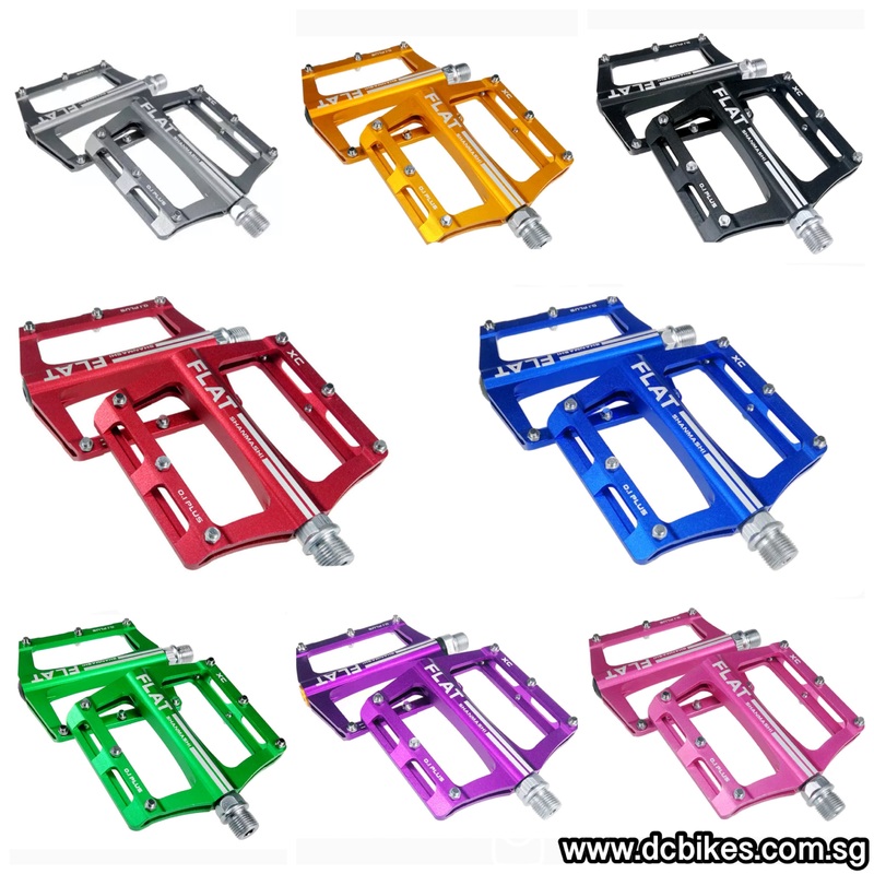 Anodized Lightweight Aluminum Bicycle Flat Pedals Red – 2 Pieces