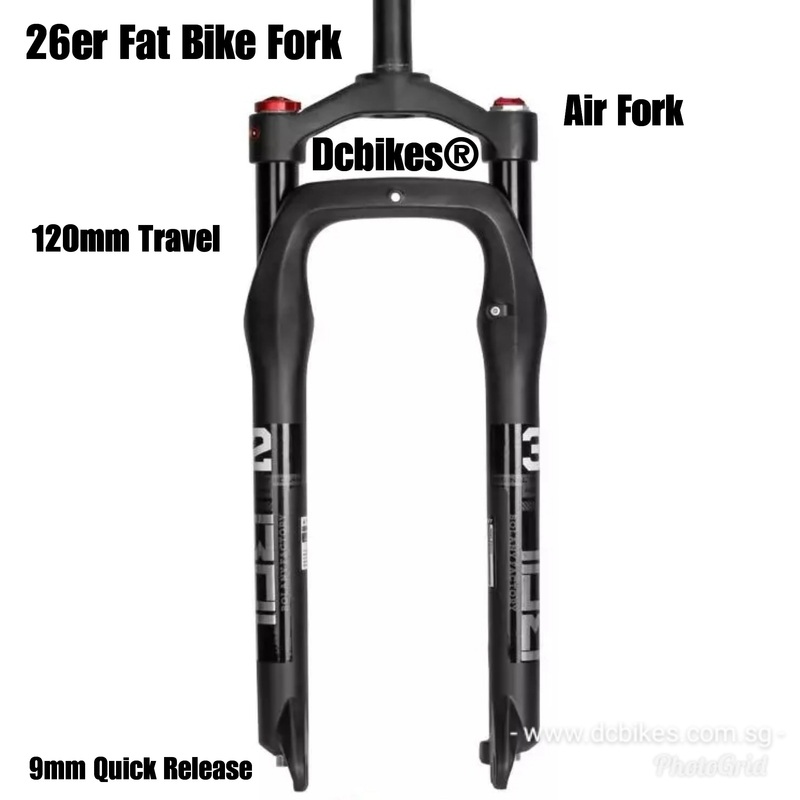 26er Fat Bike 120mm Magnesium MTB Quick Release 9MM QR Air Fork Suspension Black