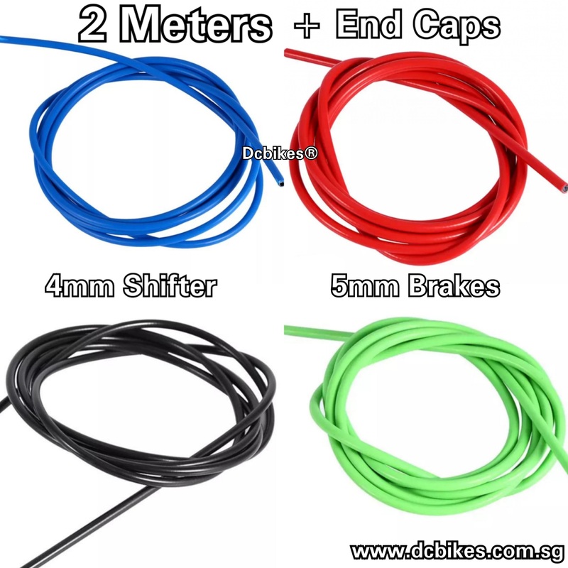 2 Meters Bicycle MTB Brake | Shifter Cable Housing + 2 End Caps Red 2 Meter Brake + 2 End Caps