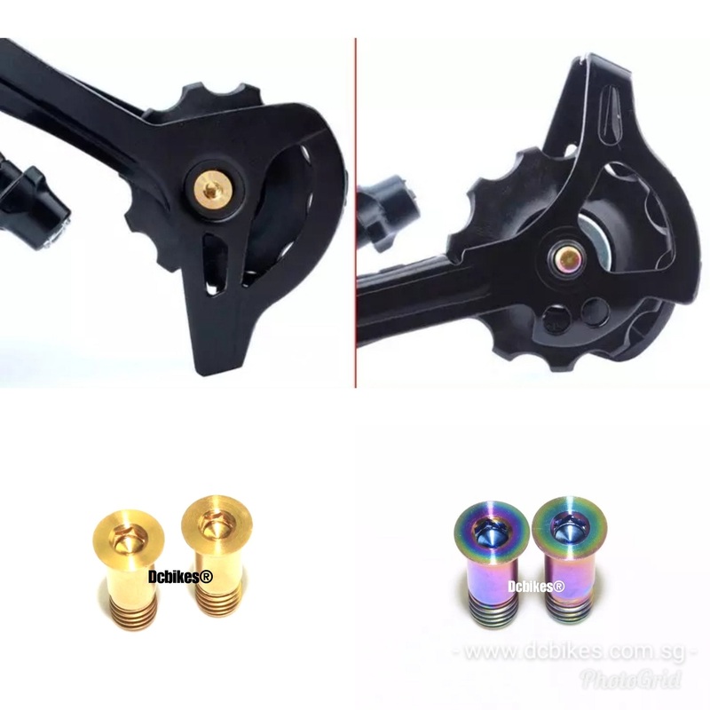 2 X Titanium Bolts For Derailleur Jockey Wheel Gold