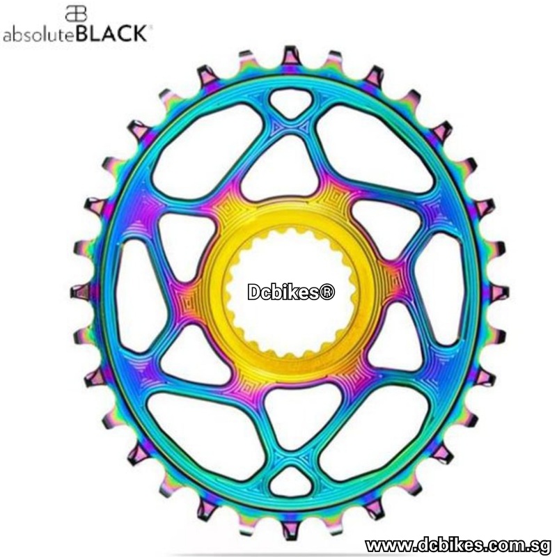 Absoluteblack 32T/34T Oil Slick Direct Mount Oval | 12 Speed HG+ For Shimano XTR M9100/XT M8100/SLX M7100 Crank Oval 32T Oil Slick