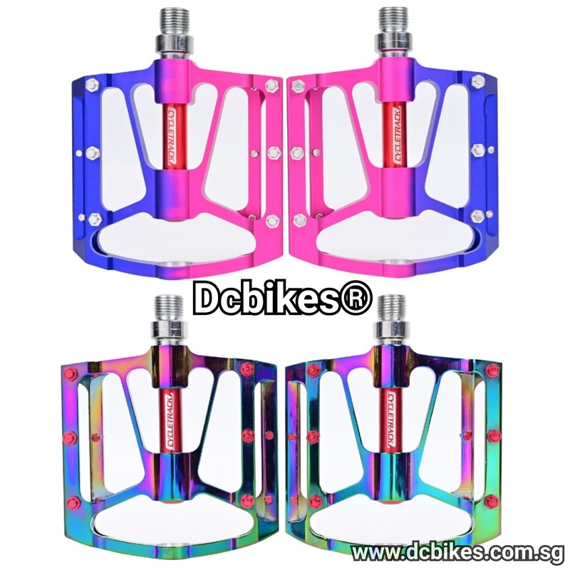 Pink Oil Slick Rainbow MTB Road Aluminum Alloy MTB Pedals Pink