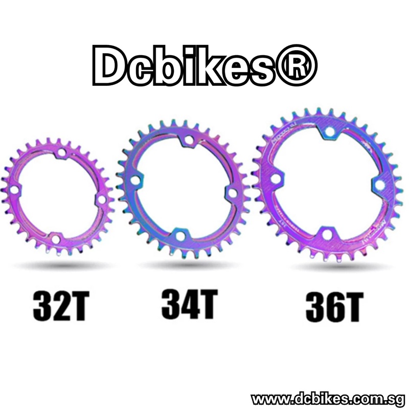 32T/34T/36T/38T Oil Slick 104BCD Oval Rainbow Narrow Wide Single Speed Chain Ring 32T Oval