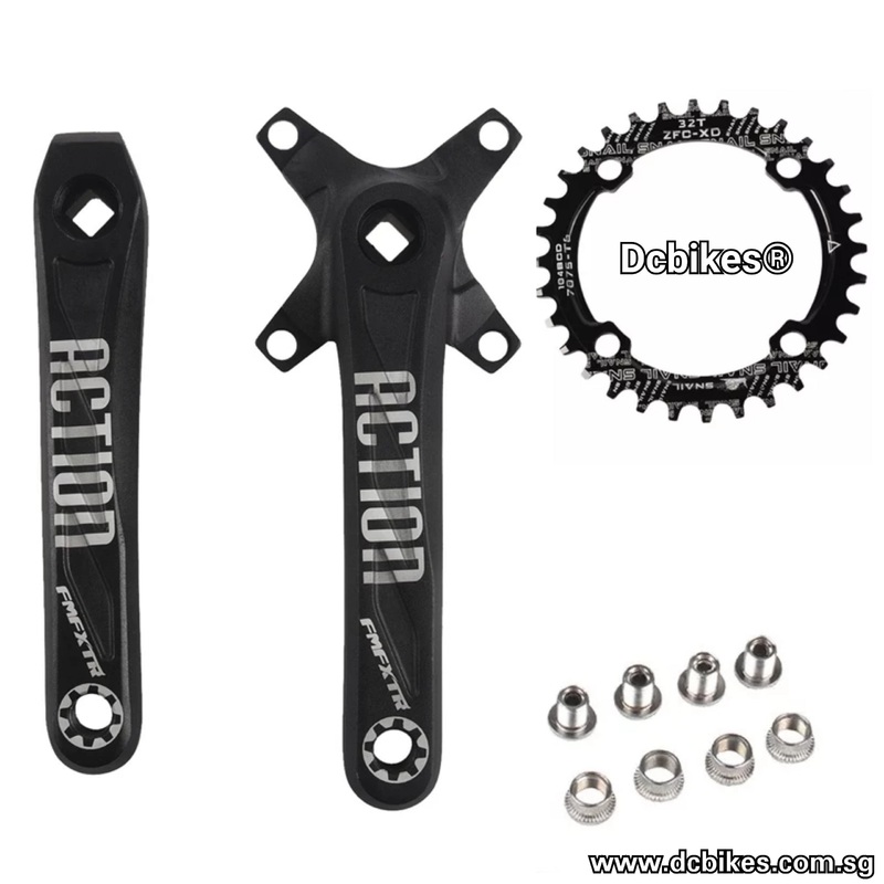 32T/34T Square Tapered MTB Single Speed Black Crank 32T