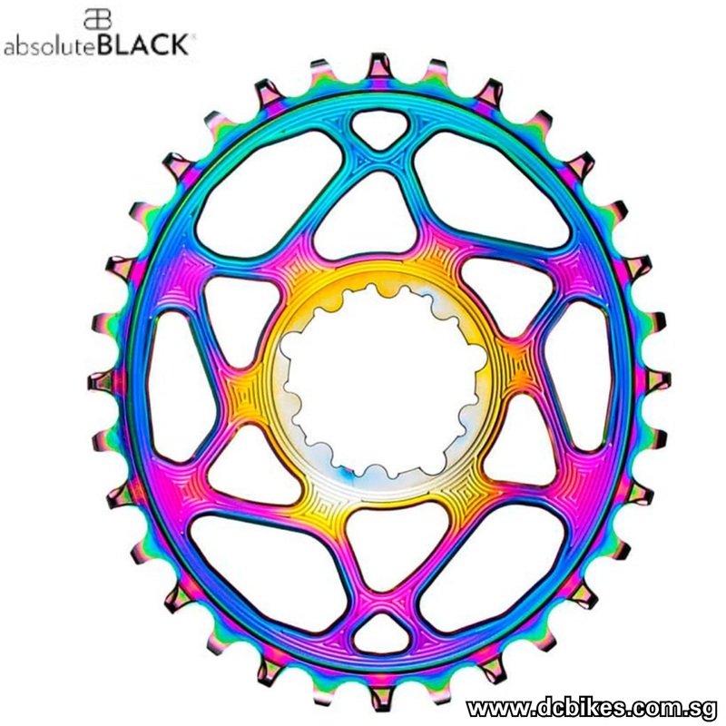 AbsoluteBLACK 32T/34T Oval Oil Slick Boost + 148 Chain Ring For SRAM DUB GXP 3mm Offset 32T | 3mm Boost