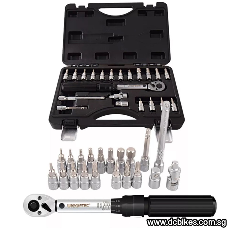 21 in 1 Professional 2nm-20nm Torque Wrench + Allen/Star Key Hex Tool Socket Bits Set Kit Box 1/4″