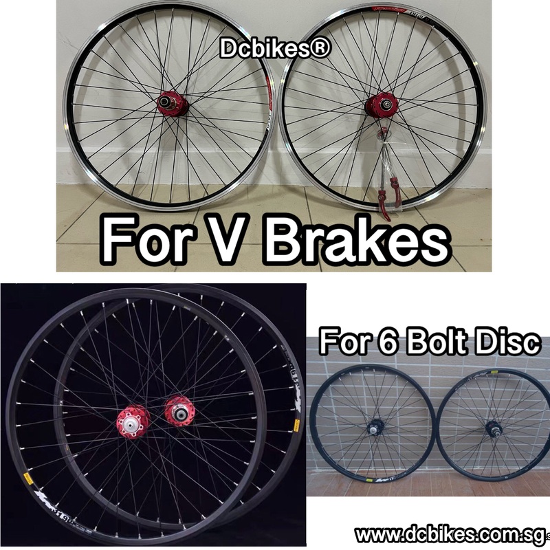 26 | 27.5 | 29 Inch 6 Bolts/26er V Brakes 9mm QR Quick Release Mavic HG Freehub Wheelset 26 Inch – Black Hubs (6 Bolts Disc) – 2 Wheelset