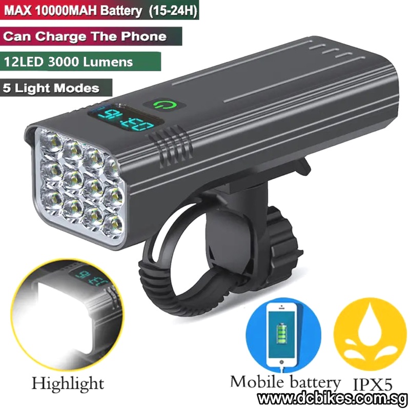 12 Led 3000 Lumens USB Rechargeable Power Bank Flashlight Torch Led Light Head Lamp