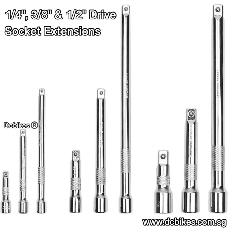 9 Pieces 1/4″, 3/8″ & 1/2″ Drive Socket Ratchet Extension Bar Tool Set