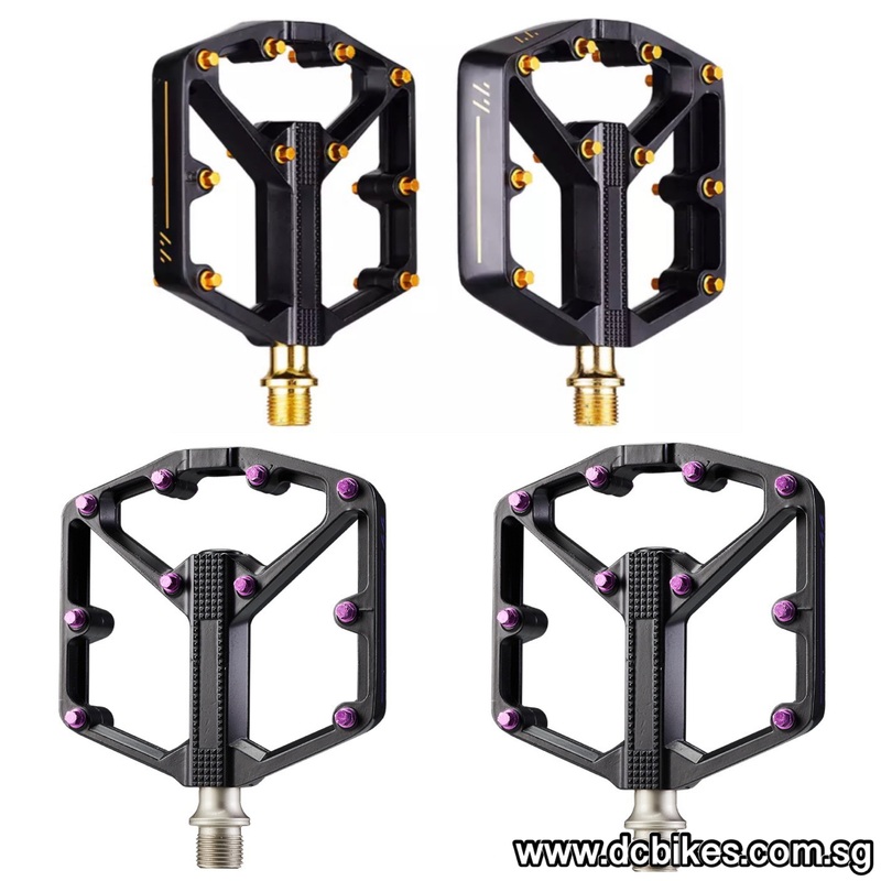 Black Gold | Purple Aluminium Flat Stamp 9/16″ Bicycle Pedals Gold – 1 Pair