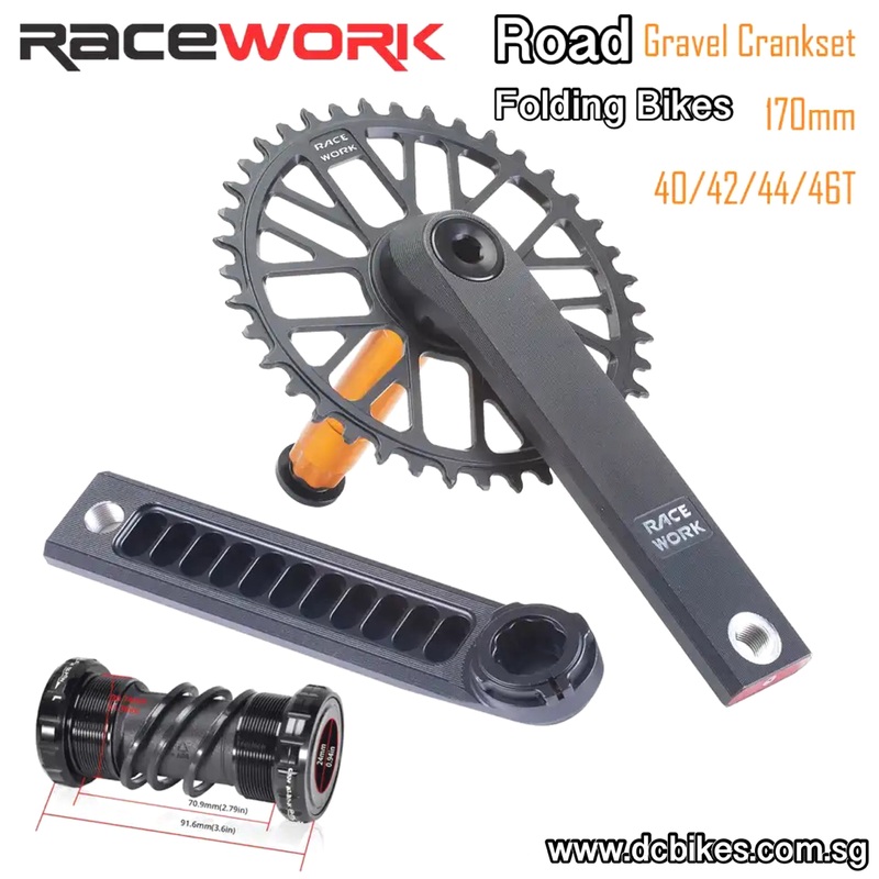 Racework Gravel Road Bike Direct Mount Single Speed Crank + 68mm BSA BB 40T