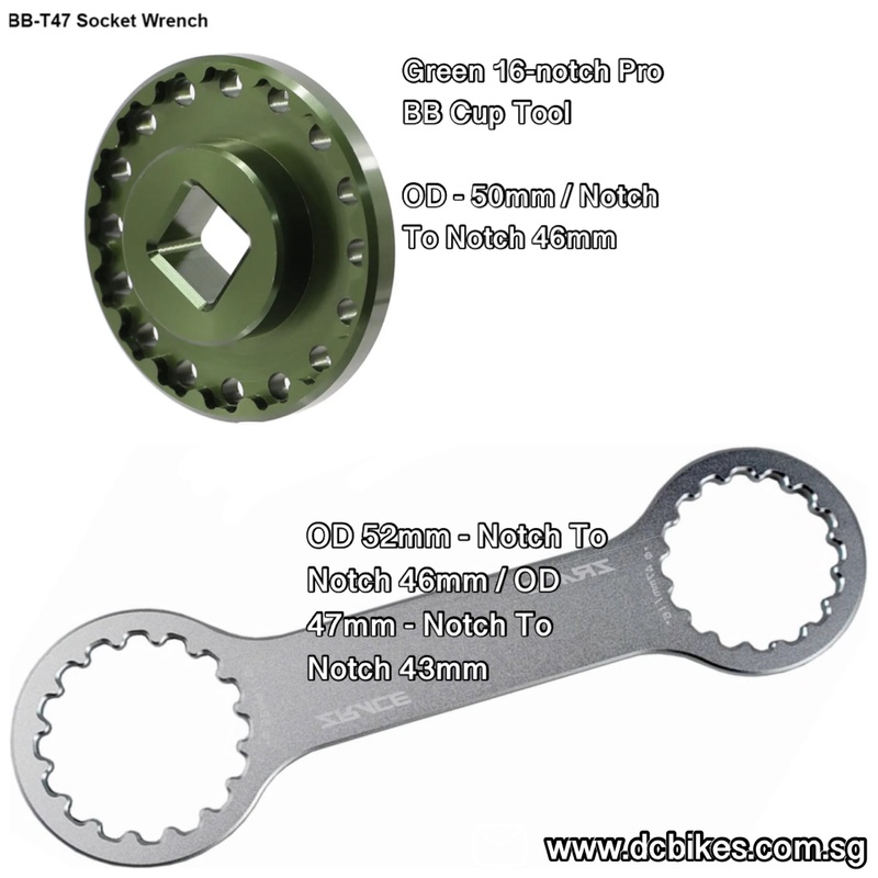 T47 16 Notch 49.5mm Pro 49mm/47mm OD Bottom Bracket Threaded BB Wrench Tool 1/2″ Socket Fitting Tool