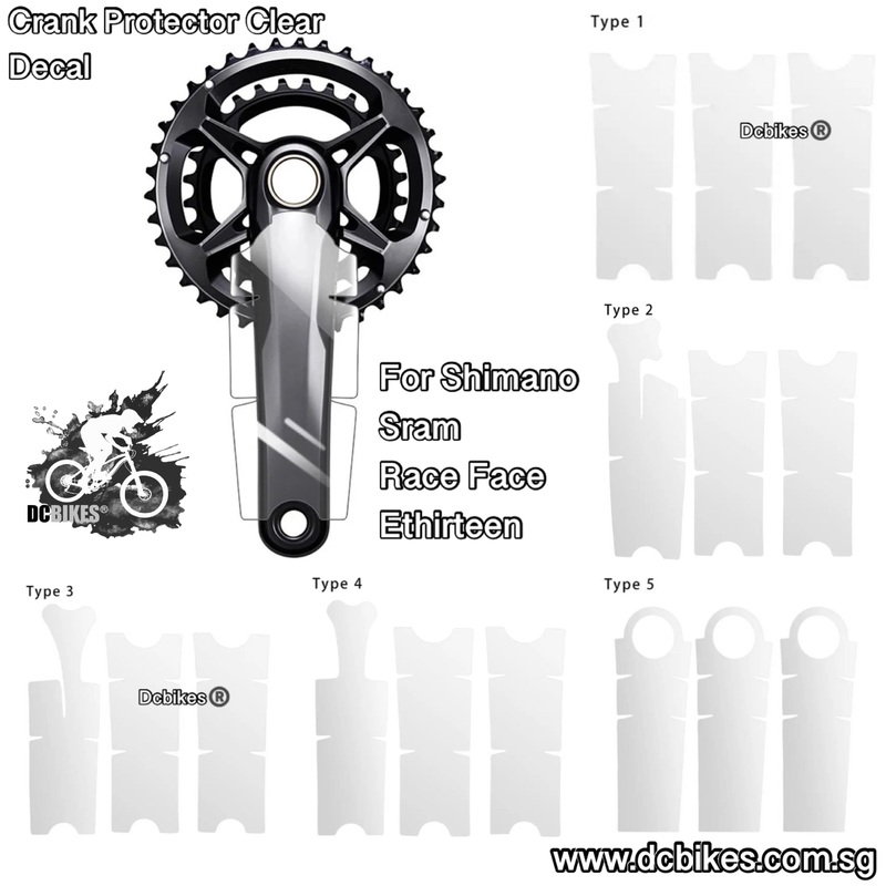 TPU Thin & Clear Crank Arms Decal Gloss Sticker Protection Kit Type A – 2 Pieces
