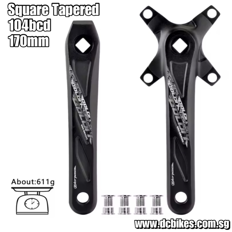 104bcd Square Tapered 4 Holes MTB Bicycle Single Speed Black Crank Arms 170mm