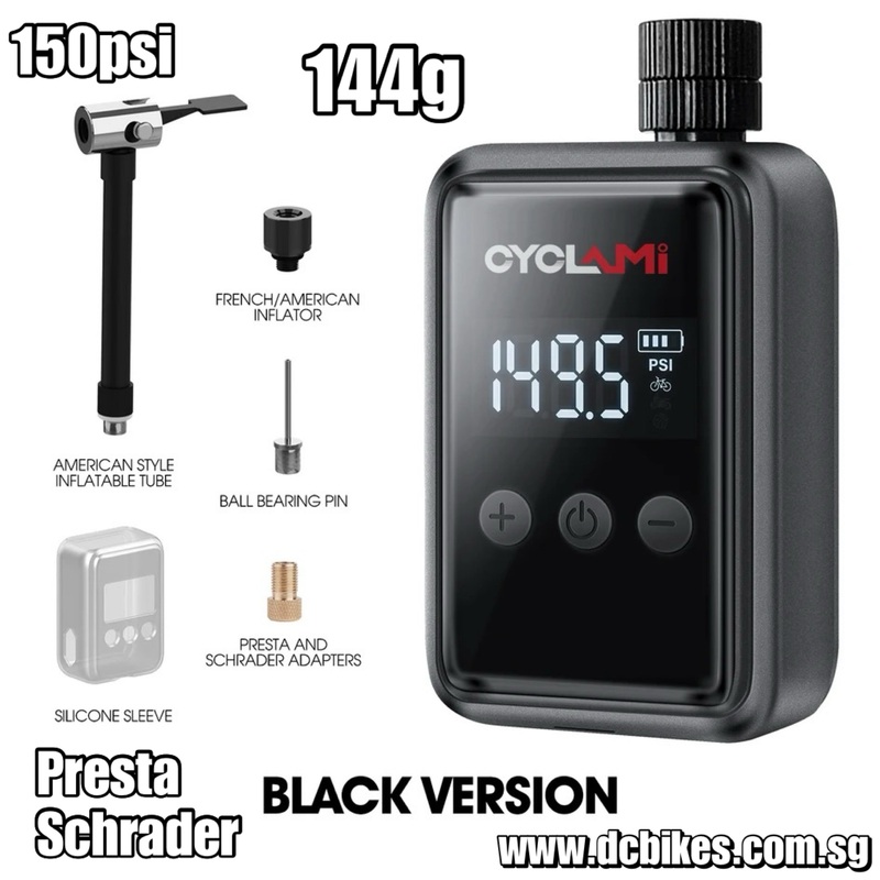 150psi Cyclami Super Mini Digital Powerful Presta Schrader Pocket Size Portable Rechargeable Type C Electric Air Pump 144g