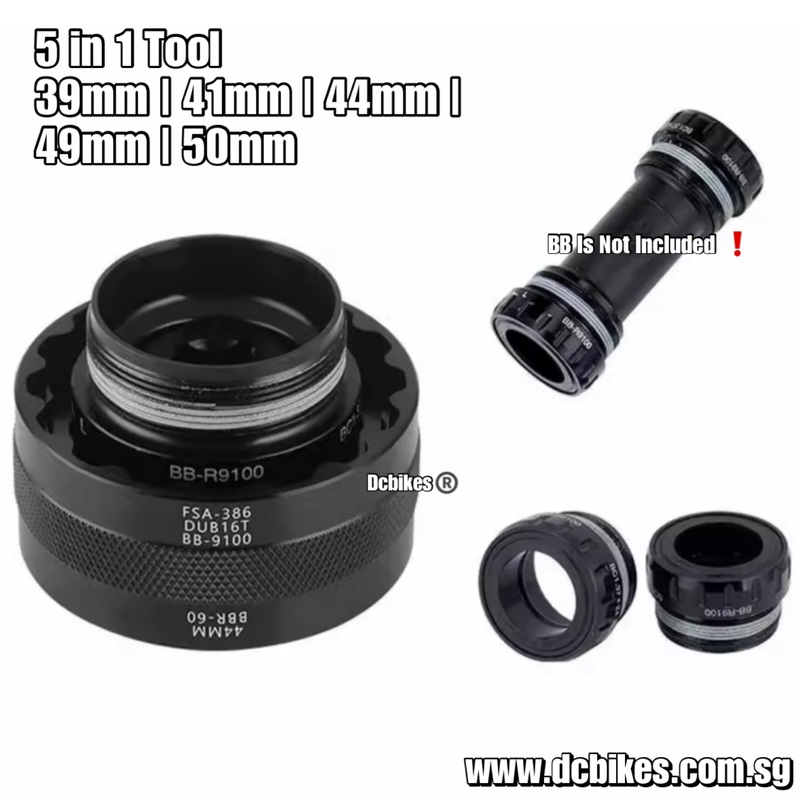 5 In 1 Bicycle 39mm | 41mm | 44mm | 49mm | 50mm Threaded Bottom Bracket BB Install Remover Tool For 3/8″ -9.5mm Wrench