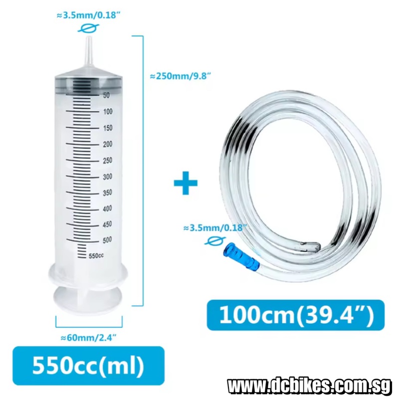 550ml Plastic Syringe With 100cm Clear Tube Kit Set For Injector Measuring Bleed Kit