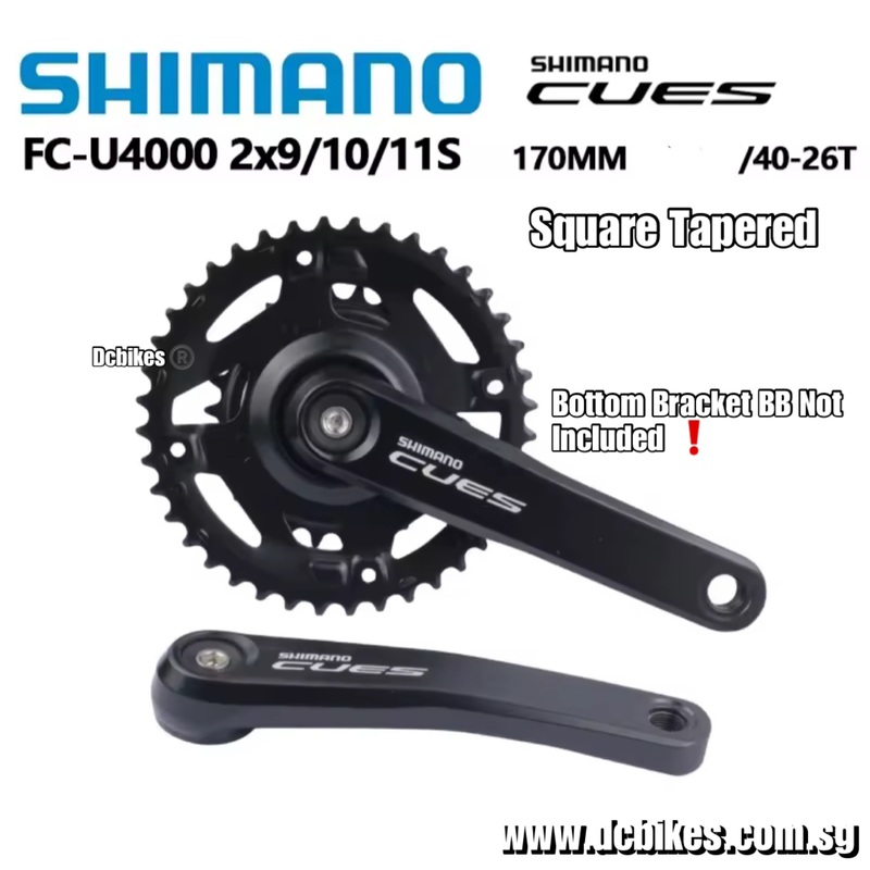 Shimano Cues U4000 Square Tapered Double 2 Speed 22T-36T | 26T-40T Chain Ring 2x9S | 2x10S | 2×11 Axis Hole Crank 170mm Arms 22T – 36T