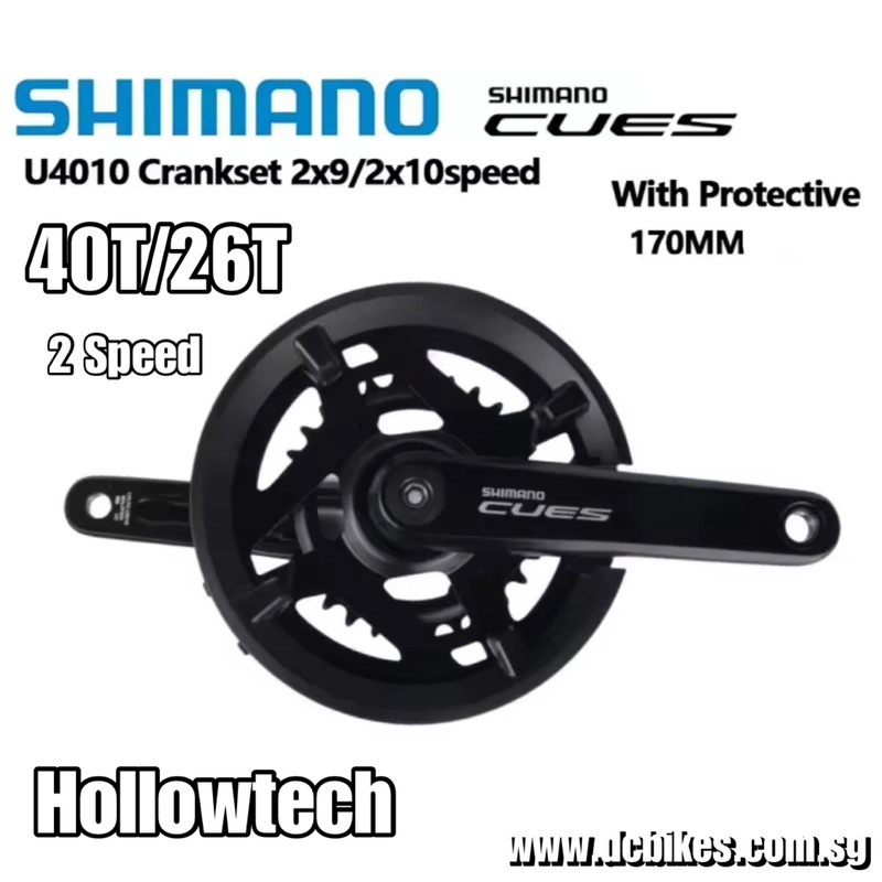 Shimano Cues U4010 Hollow Tech Double 2 Speed 40T – 26T Chain Ring 2x9S | 2x10S Hollowtech Crank 170mm Arms